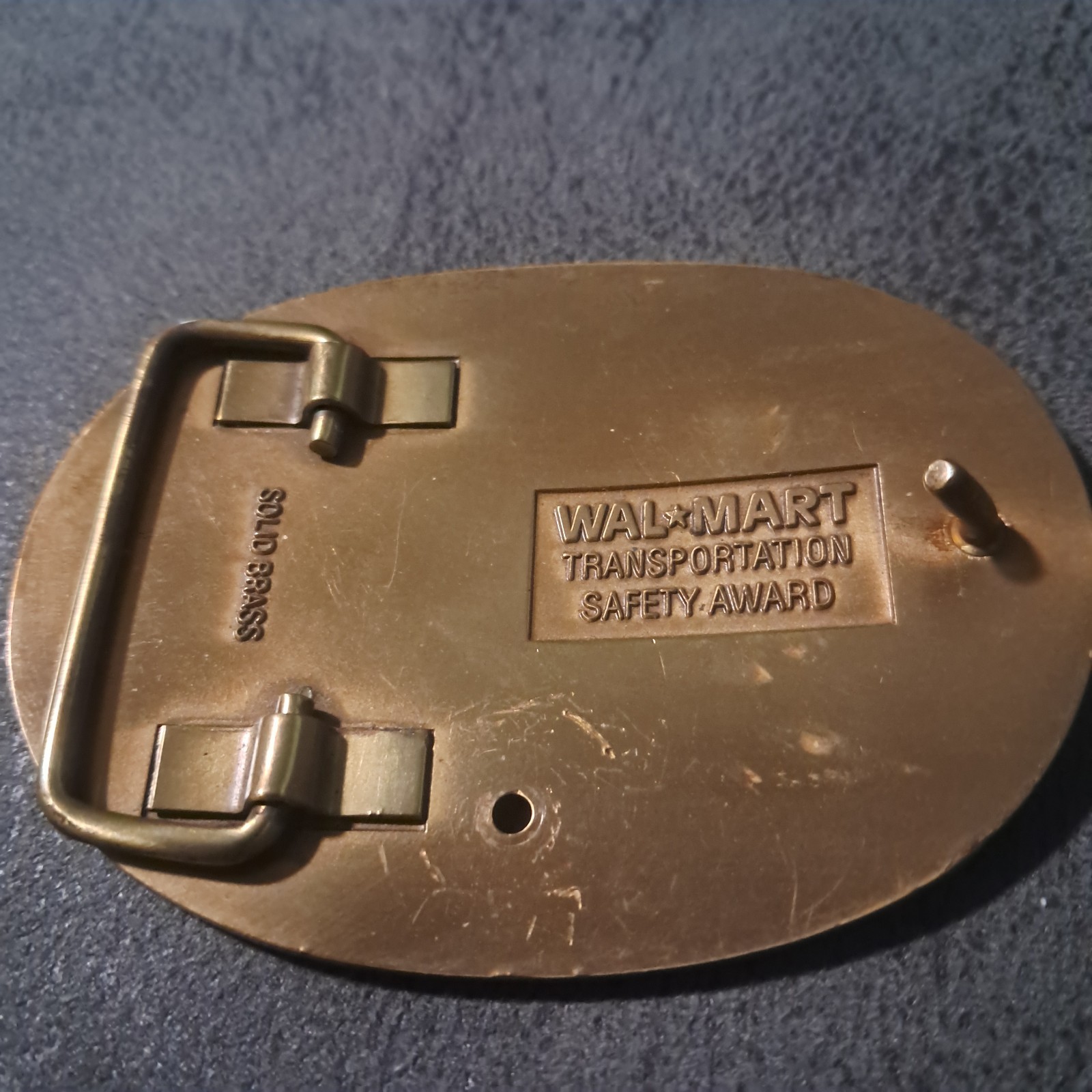 Vintage WAL-MART Transportation 1987 Safety Award Solid Brass Buckle 12 Yr