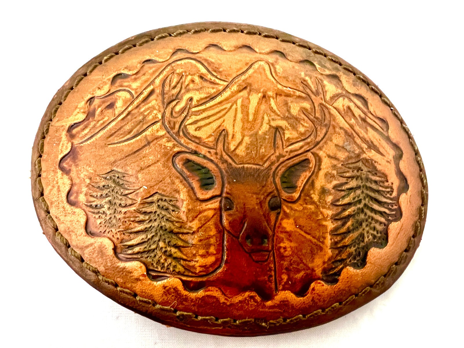 Leather Belt Buckle (No Belt)- 4 5/8&Prime; x 3 1/2&Prime;-No Maker&rsquo;s Marks