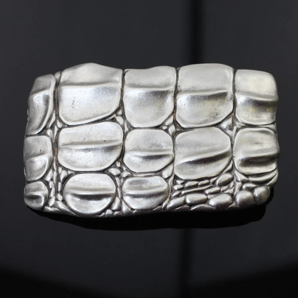Croco Look Belt Buckle Antique Silver – Textured Embossed, For DIY Belts