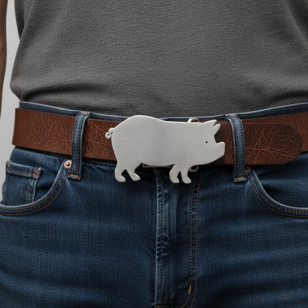 Pig Belt Buckle Vintage Style – Funny Animal Buckle for Farm Fans
