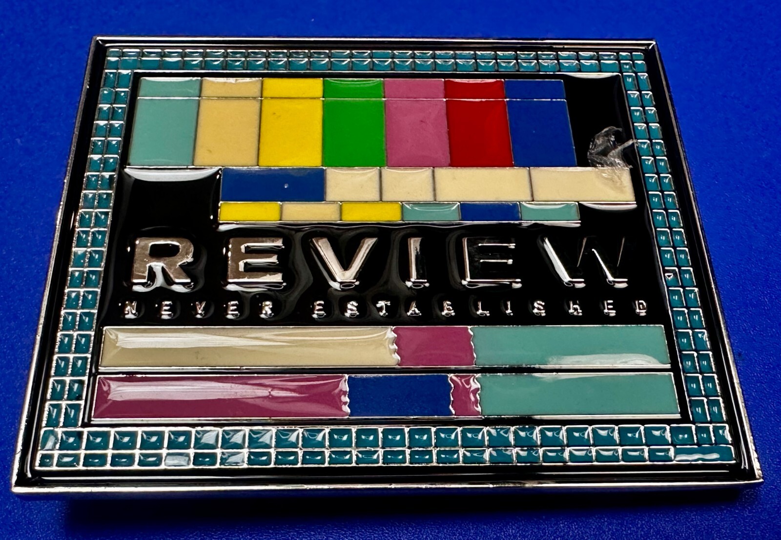Review Never Established Multi-Colored Enameled TV Bars? Statement Belt Buckle