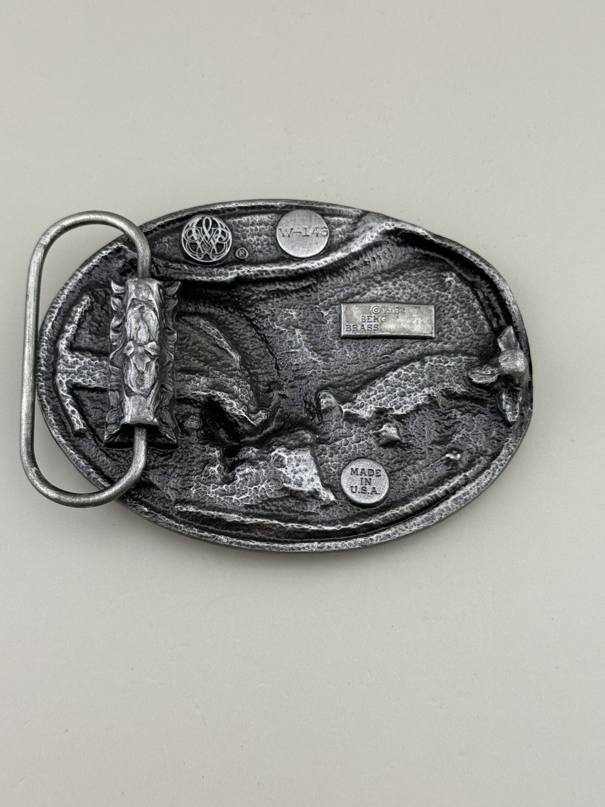 Bergamot Brass Eagle Belt Buckle 1984 Vintage Western Americana