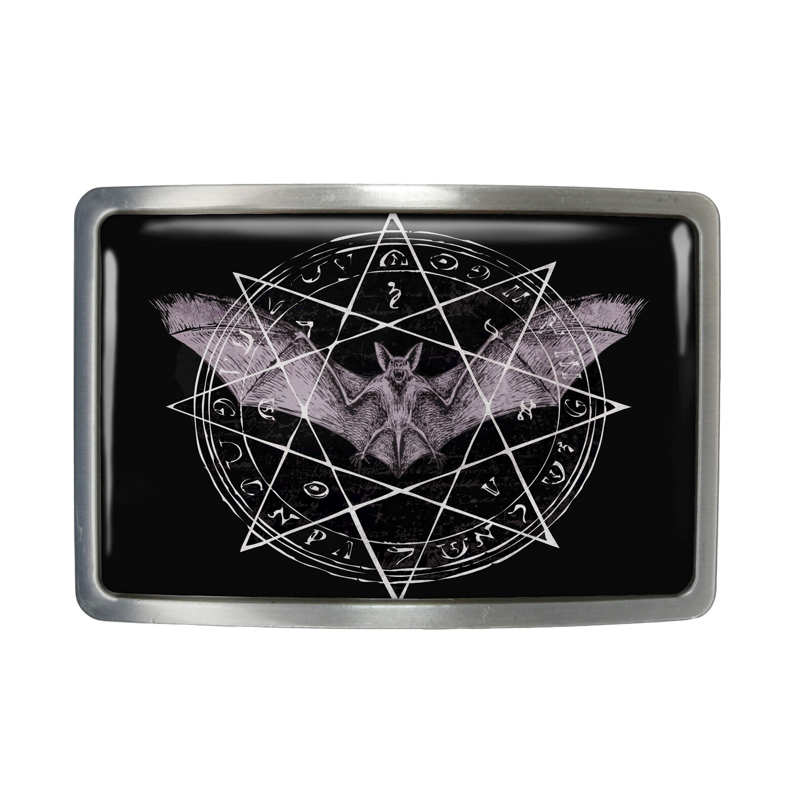 Occult Bat Belt Buckle – Gothic Esoteric Pentagram Symbol Belt Buckle – 821