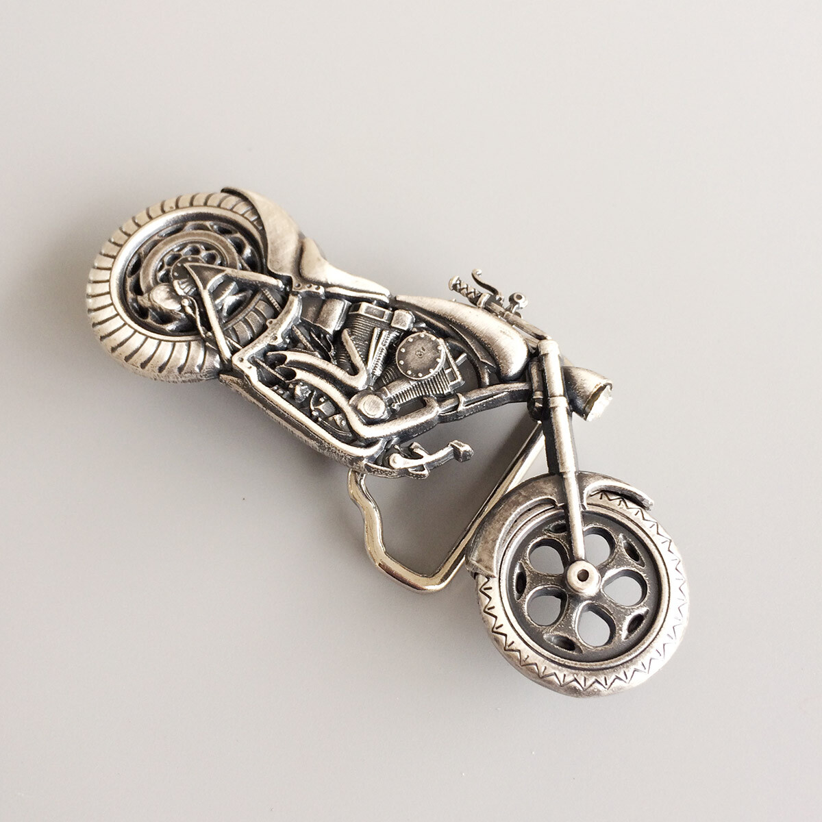 Vintage Silver Plated Heavy Motorcycle Biker Rider Belt Buckle