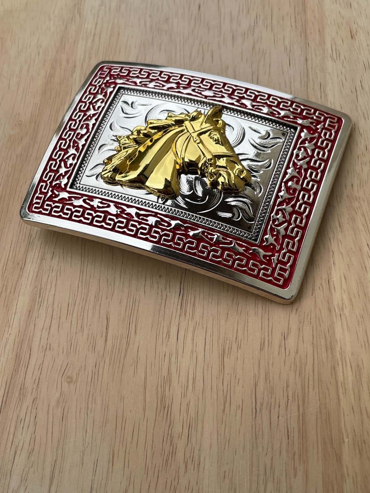 Western Buckle Gold Silver Red Horse Head Cowboy Buckle Fit 2 » Hebilla Vaquero