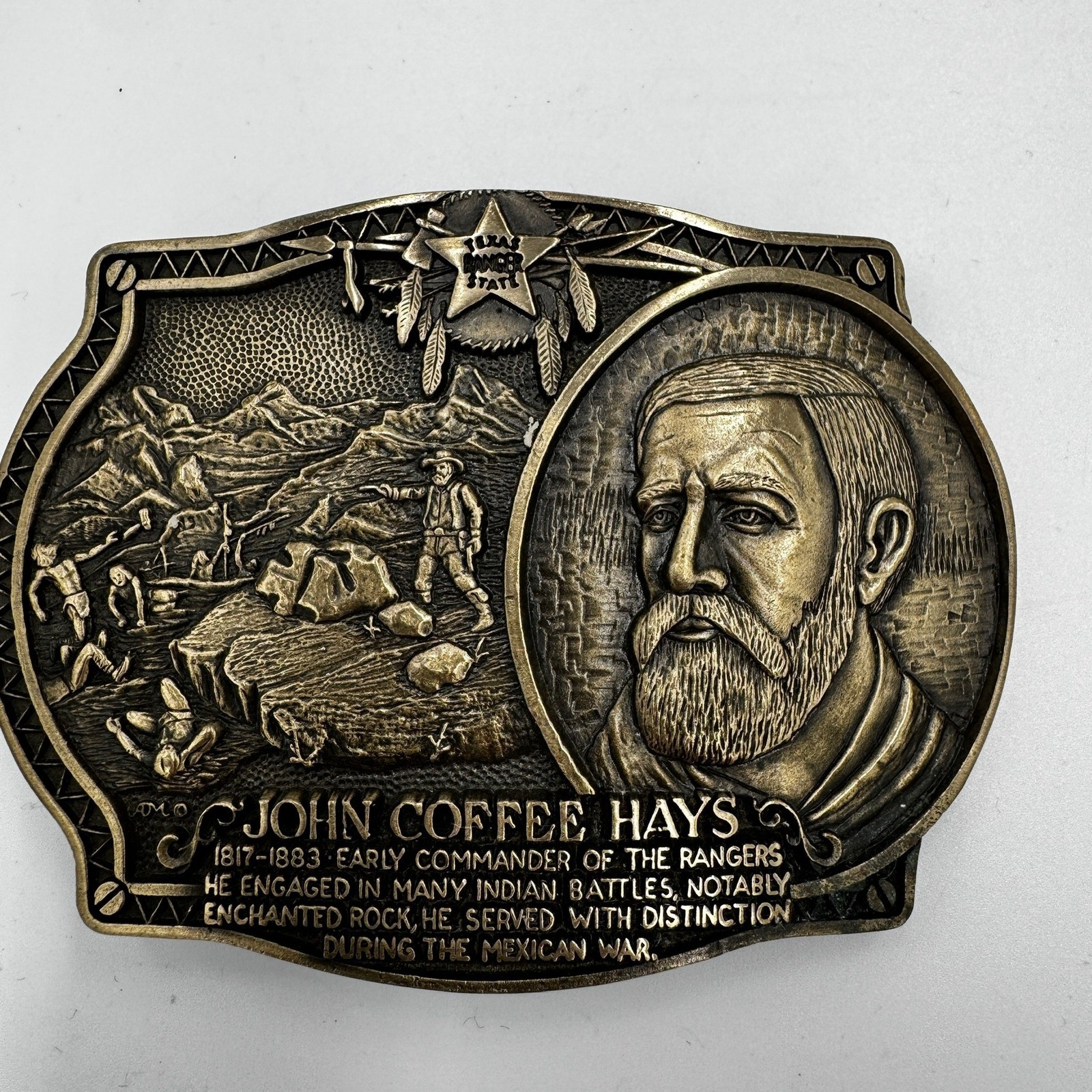 The Texas Ranger Collection John Coffee Hays Solid Brass Belt Buckle Ltd Ed 493
