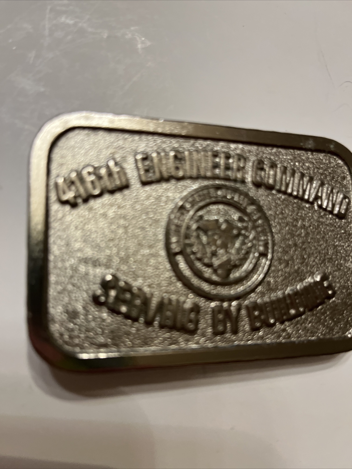 416 Engineer Command Serving Building Army Reserve USA Vintage Belt Buckle