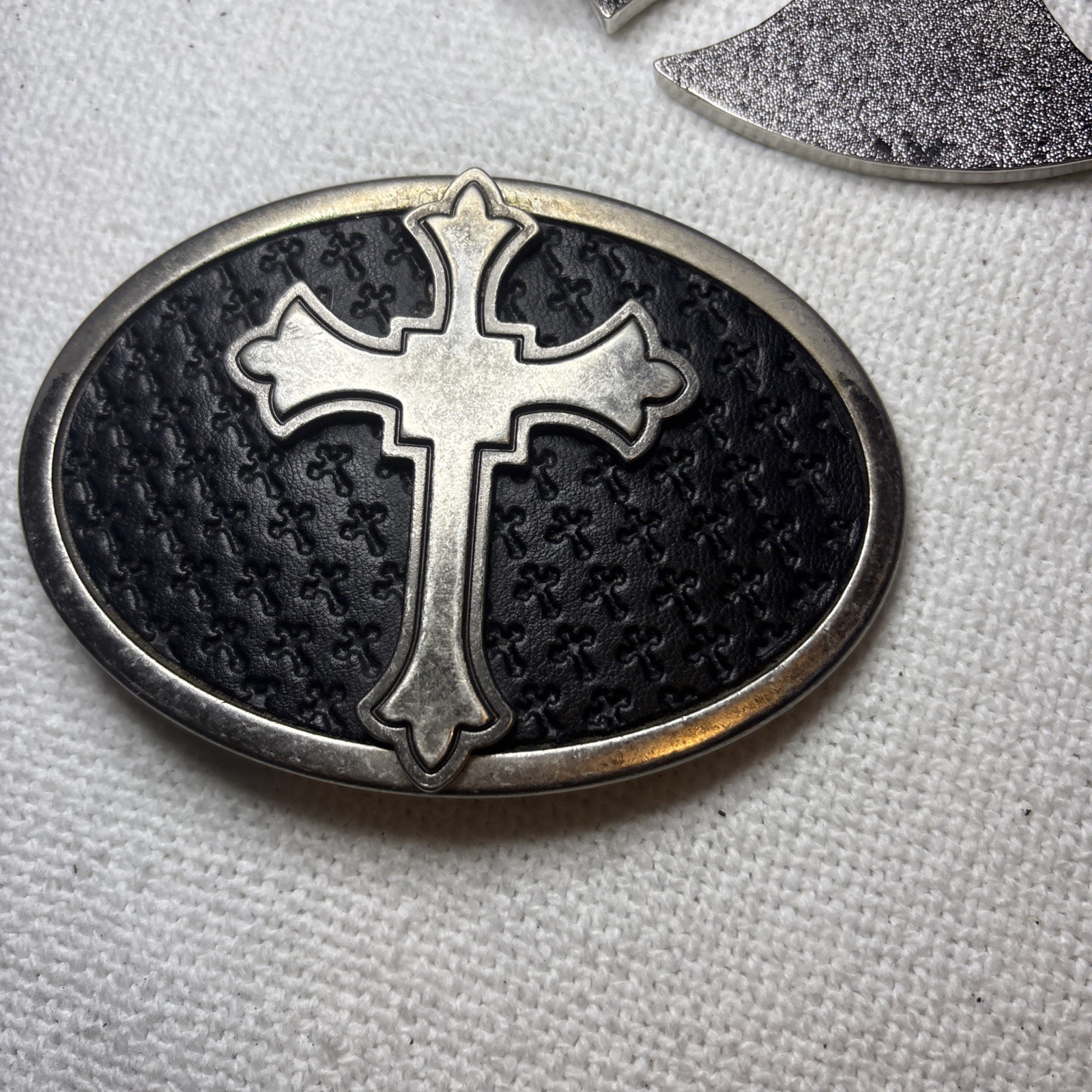 Gothic Black with Silver Cross Belt Buckles Lot Of 2