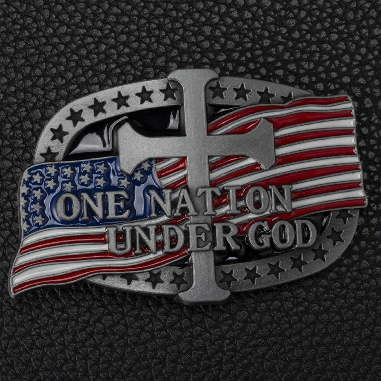 American Flag Cross Belt Buckle, 4th of July Cowboy Ornament for Men