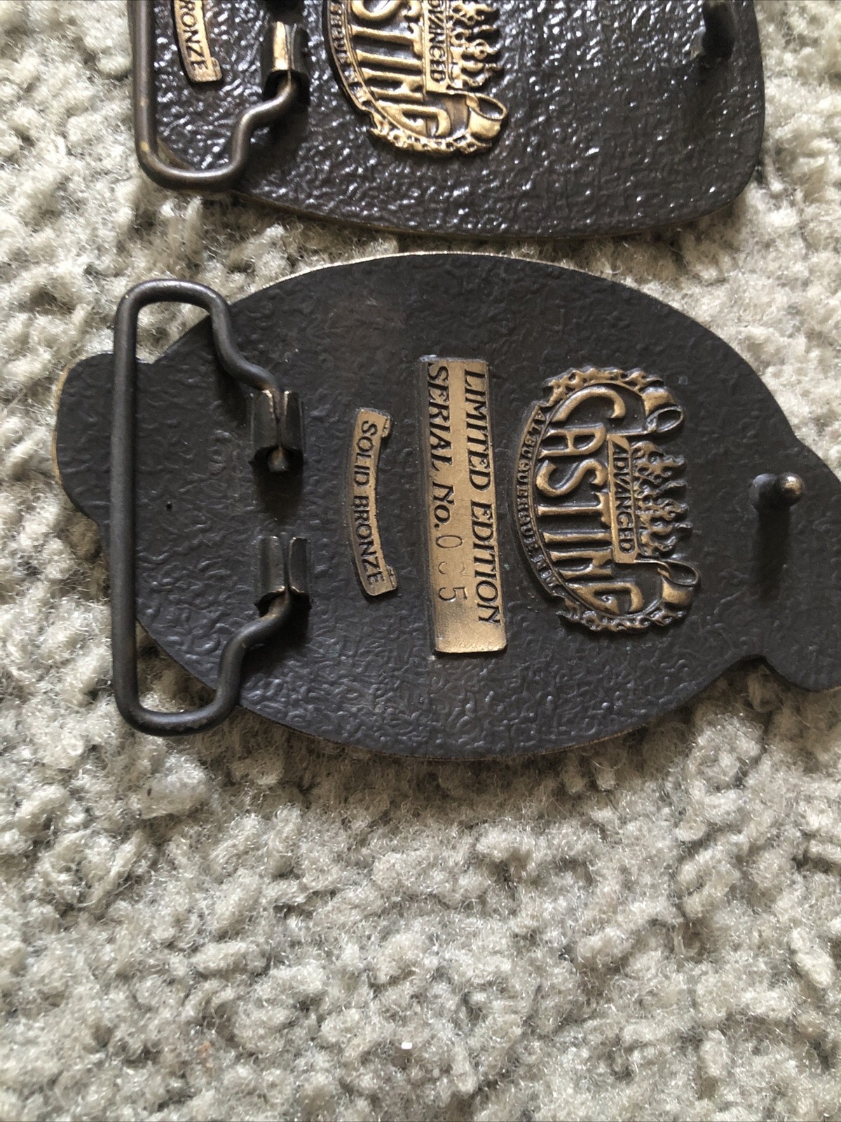 2x Chimney Creek Operating Co. Gold Fields Belt Buckles Solid Bronze Limited Edt