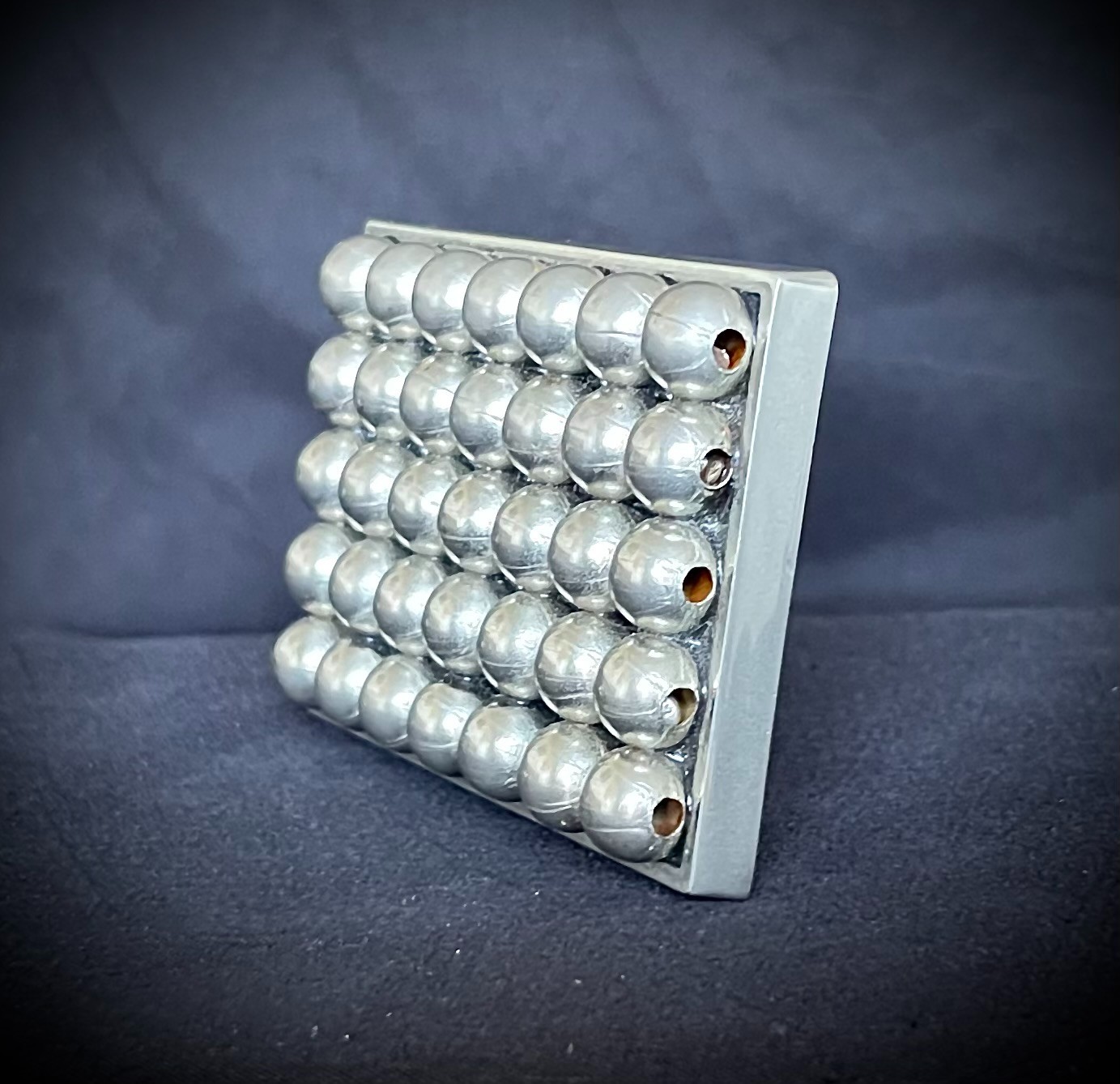 Belt Buckle Industrial Minimalist Sphere Grid Silver 2.75” OOAK Darren McNeese