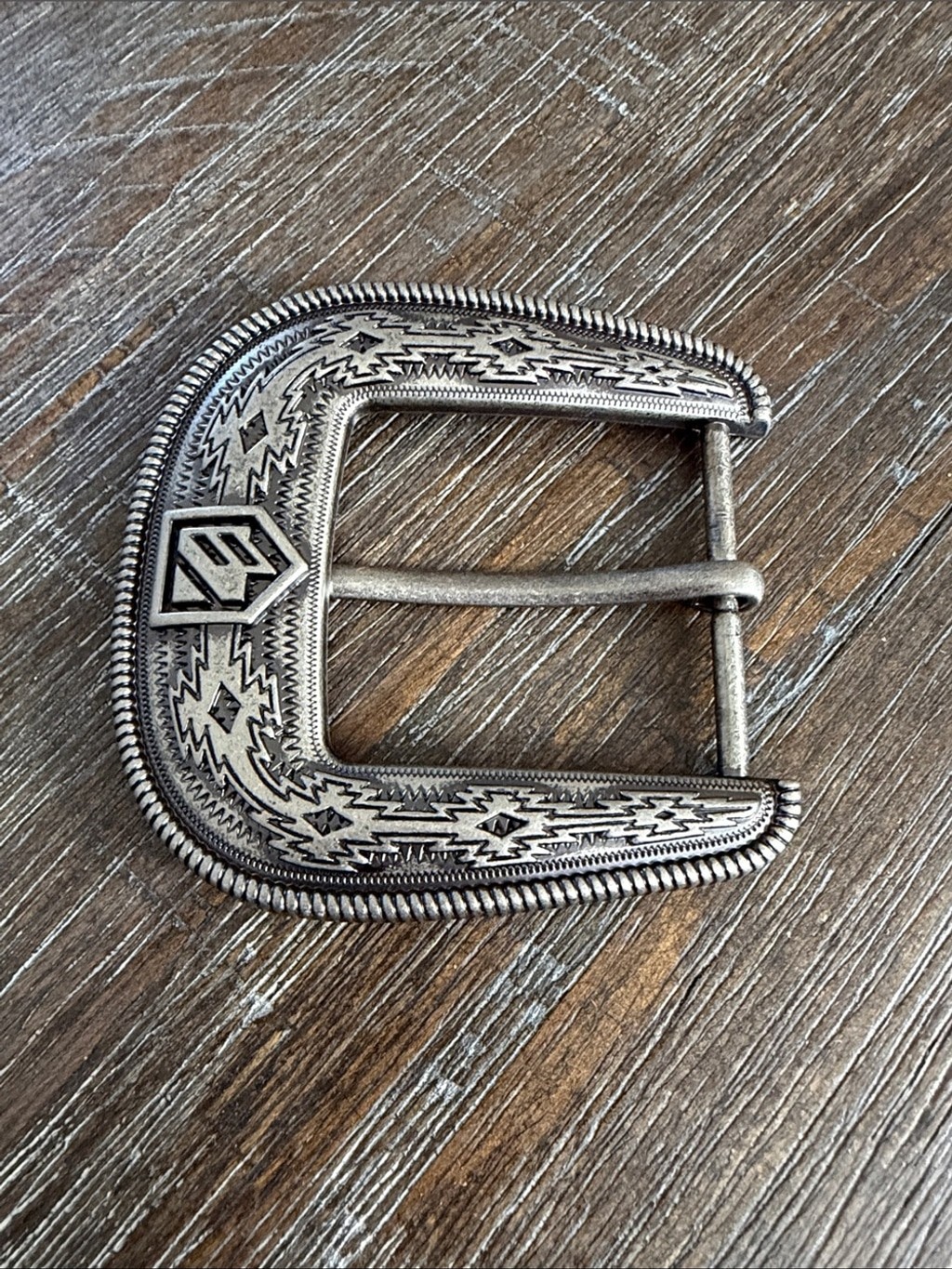RANK 45 Silver Tone Western Engraved Belt Buckle fits 1 1/2&Prime; Belt EUC