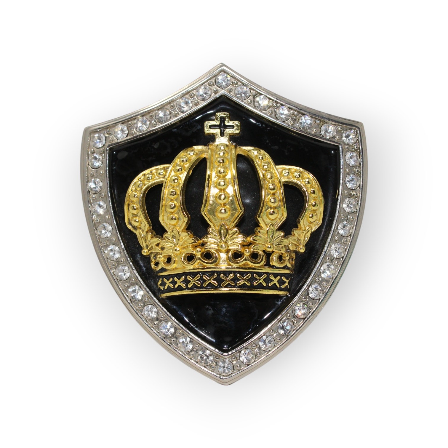 BeltBuckle Crown Shield Royal Cross Gold Black Silver Rhinestone Italia FreeShip
