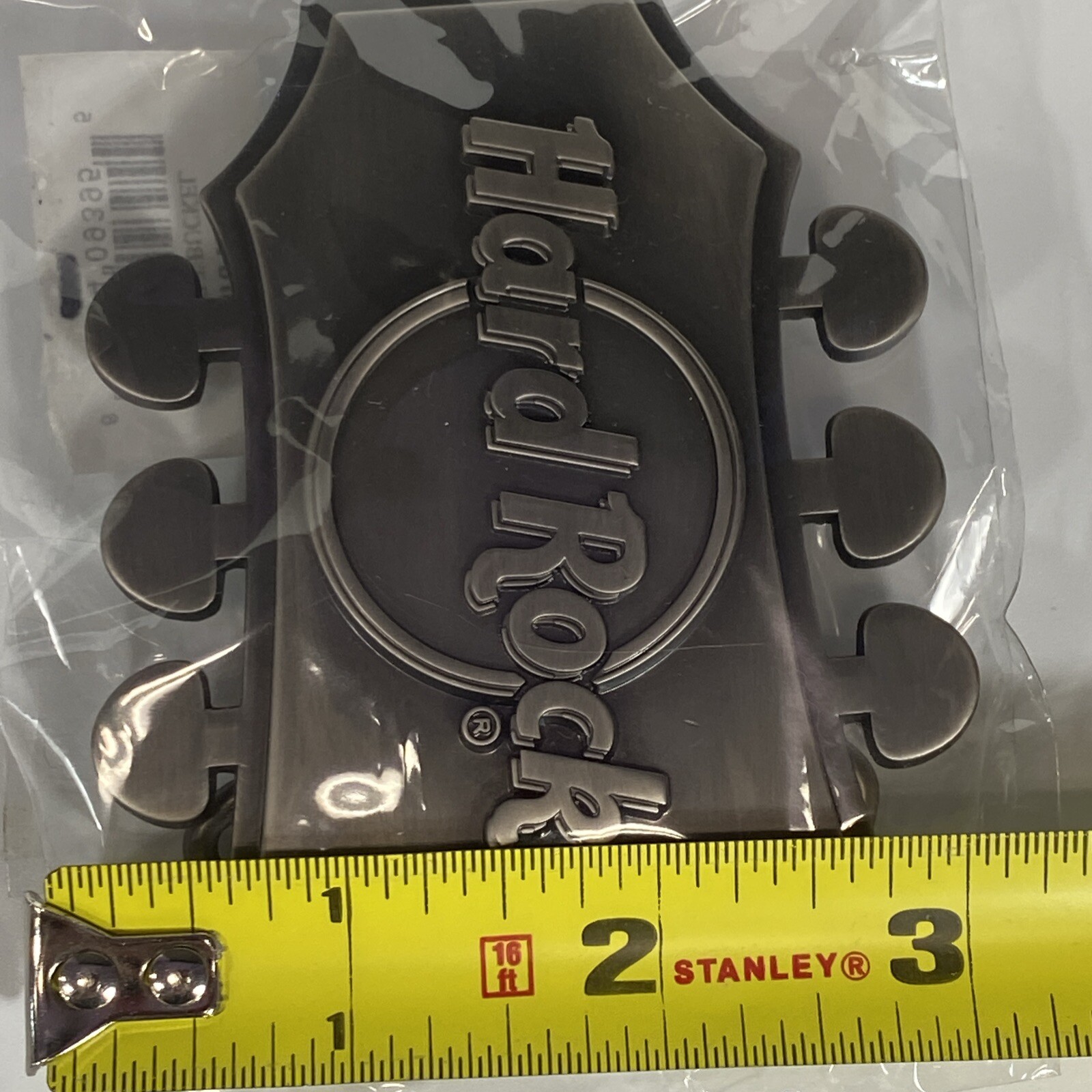NEW Hard Rock Cafe Guitar Head Silver Metal Belt Buckle Music J5