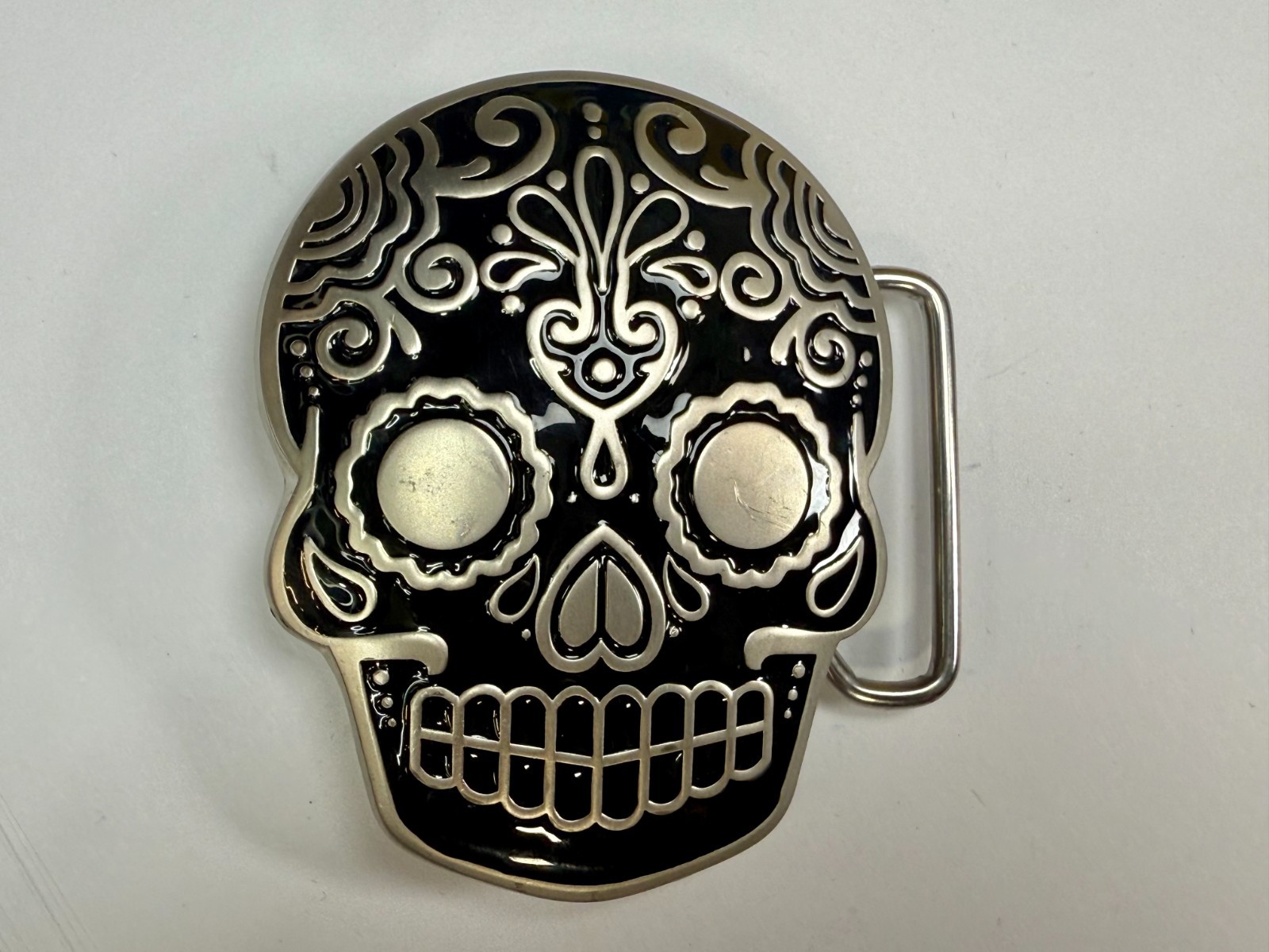 Day Of The Dead Black Skull Mexican Dia De Muertos Belt Buckle- Jeans Friend