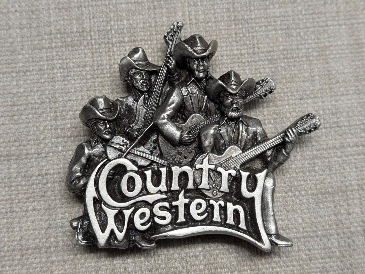 vintage COUNTRY WESTERN belt buckle MUSIC bluegrass BRASS cowboy NASHVILLE