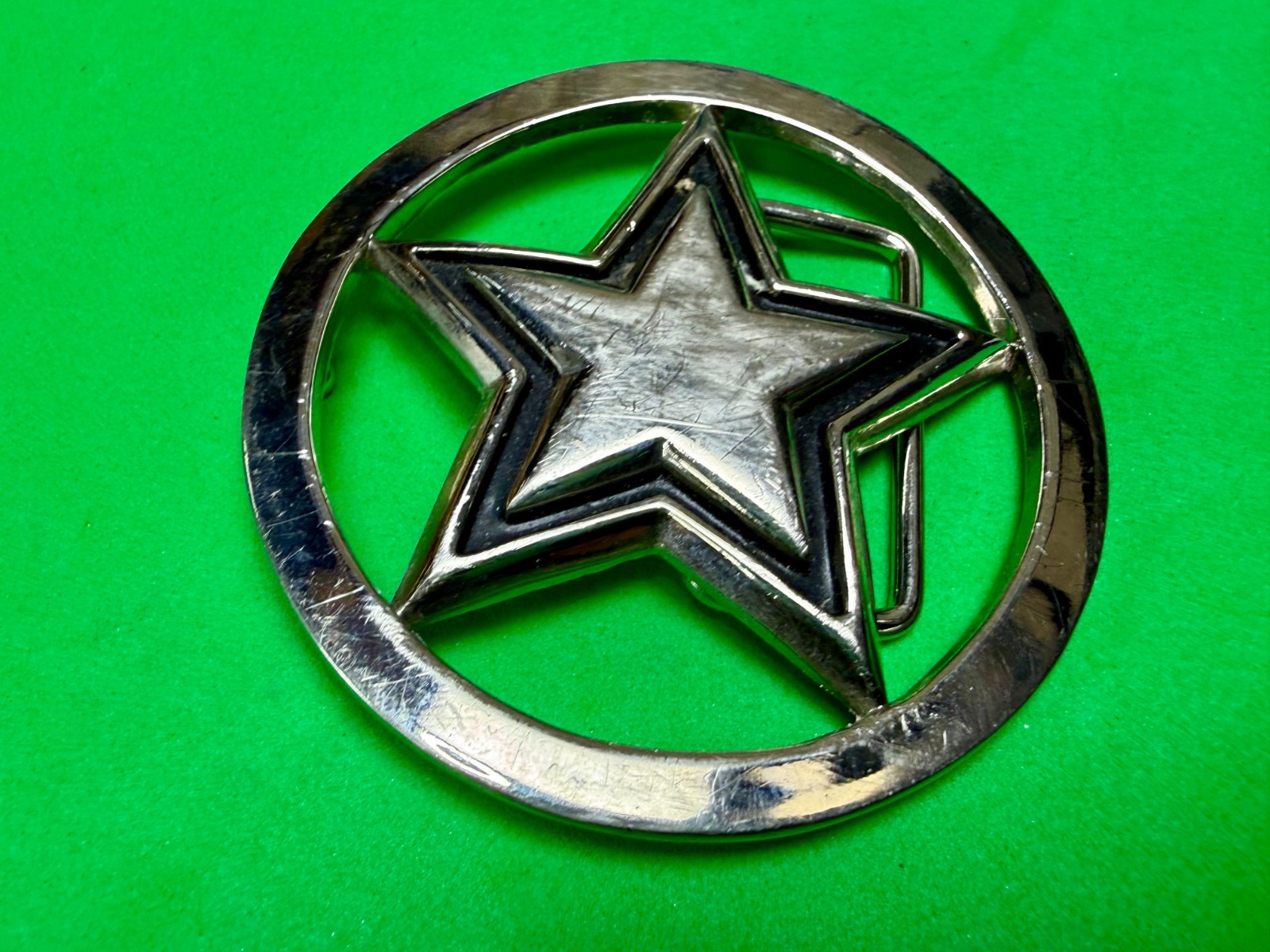 Famous Stars & Straps Five Point Star Logo See-Trough Silver Color Belt Buckle