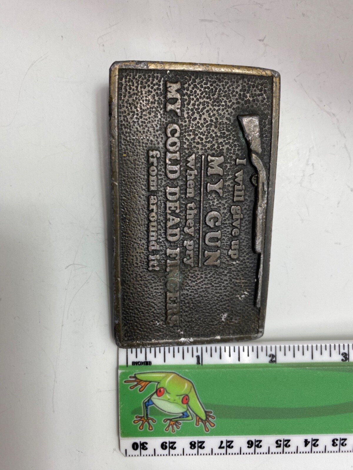 Vintage I Will Give Up My Gun Dead Fingers Belt Buckle Second 2nd Amendment