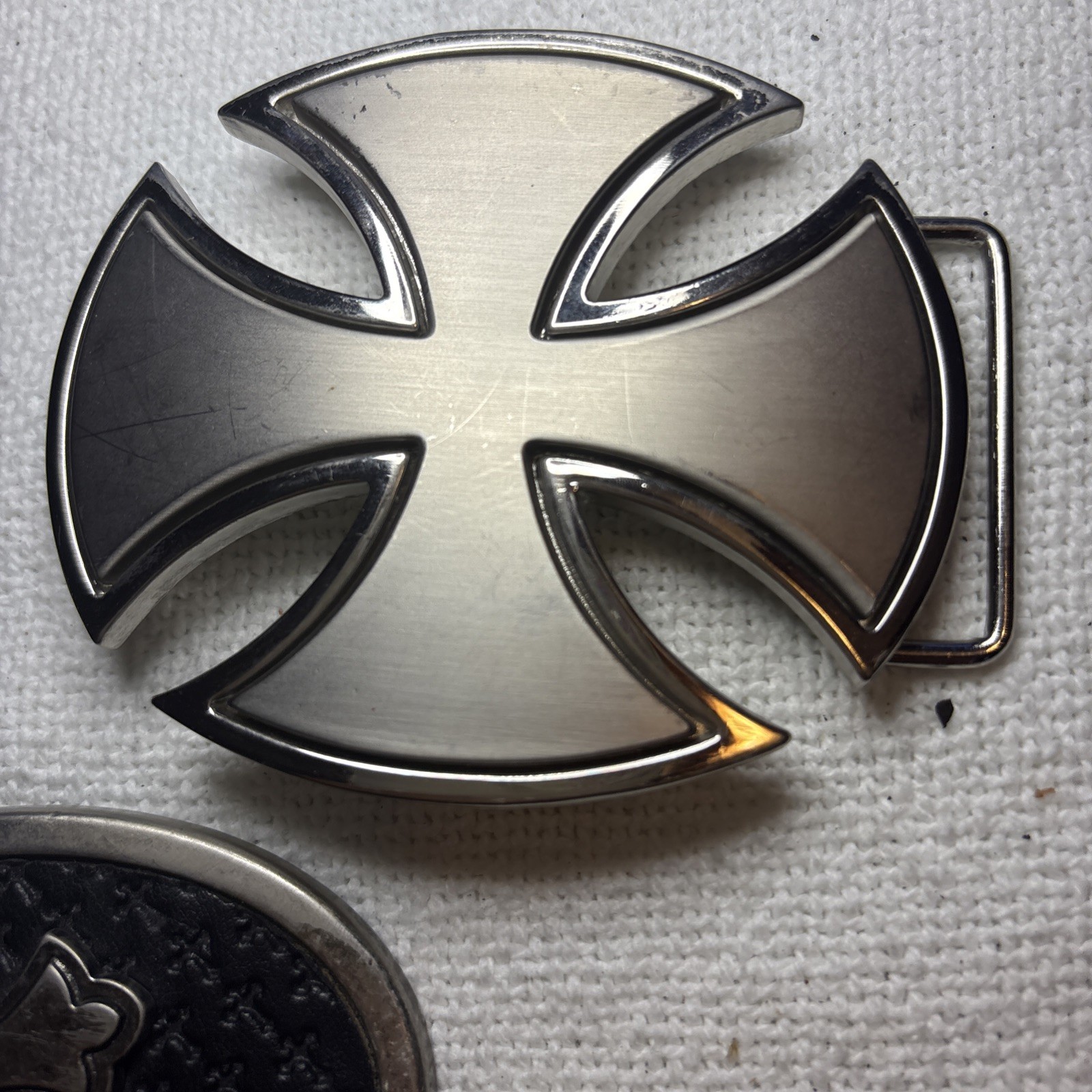 Gothic Black with Silver Cross Belt Buckles Lot Of 2