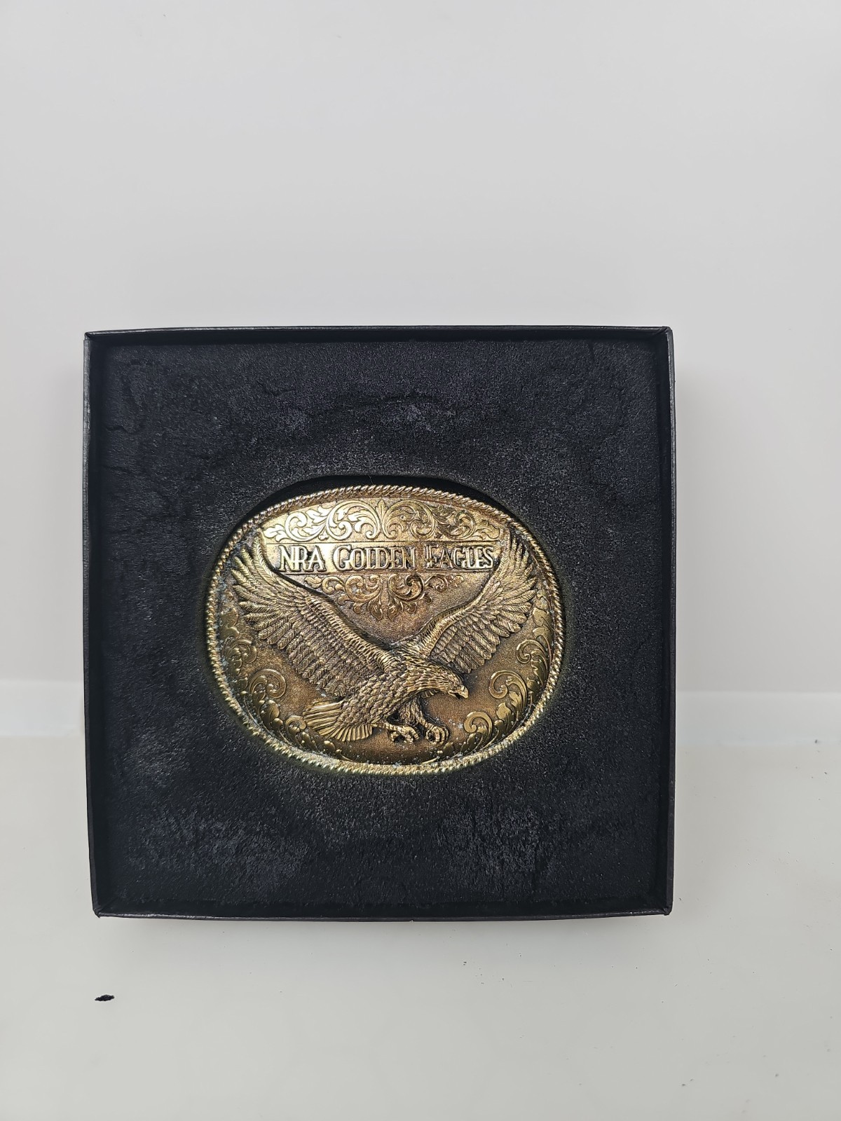 New Vintage NRA Solid Brass Golden Eagles Belt Buckle National Rifle Association