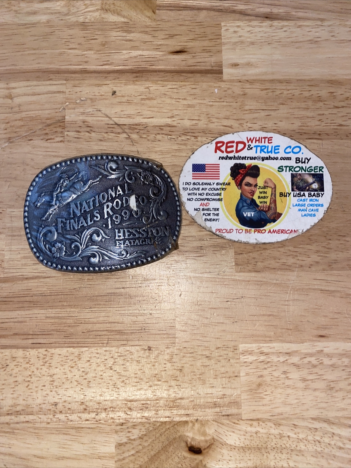 Hesston Vintage Rodeo Belt Buckle 1990 METAL Original Wrap Collector Patina GIFT