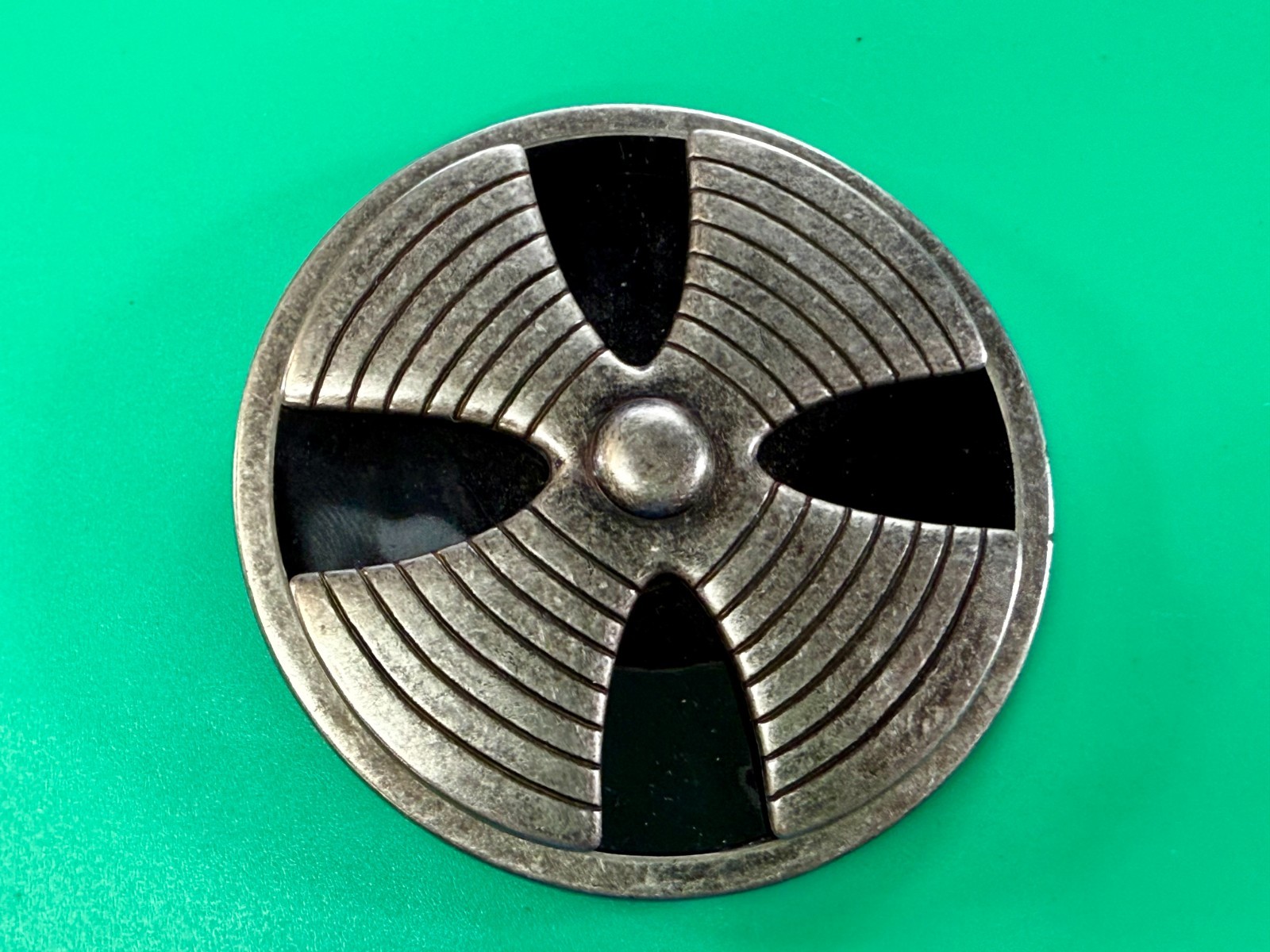 Round Hippy Punk Vibe Silver & Black Color Reel Of Tape Belt Buckle