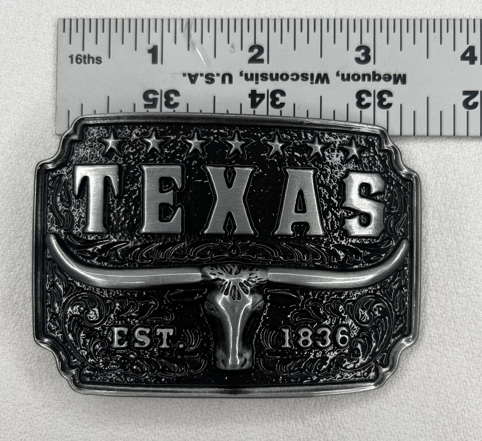 Cowboy Texas Long Horn Silver Metal Belt Buckle