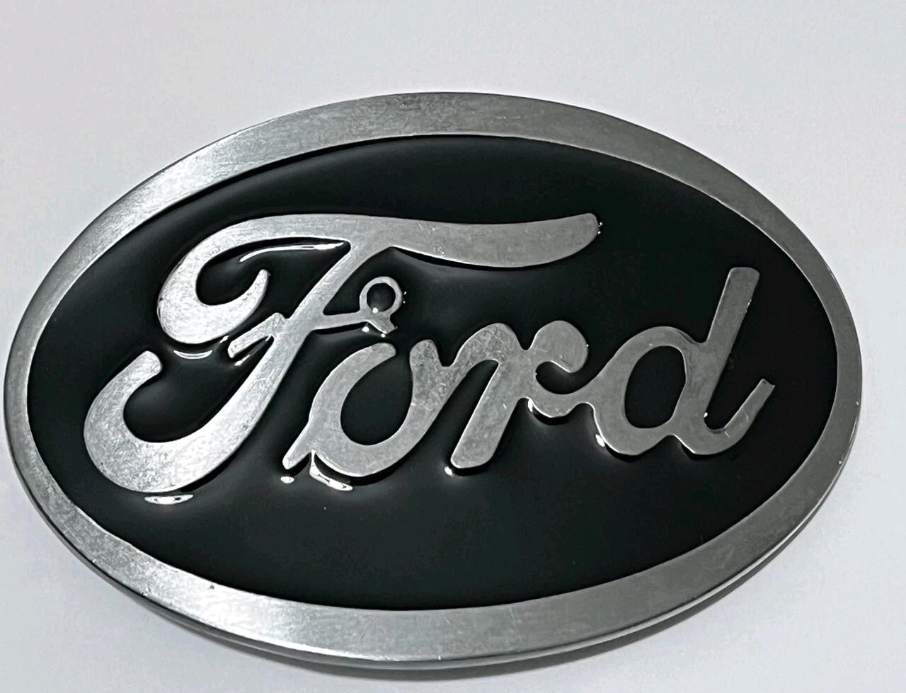 Ford Belt Buckle , Black Enamel Fill Pewter Finish