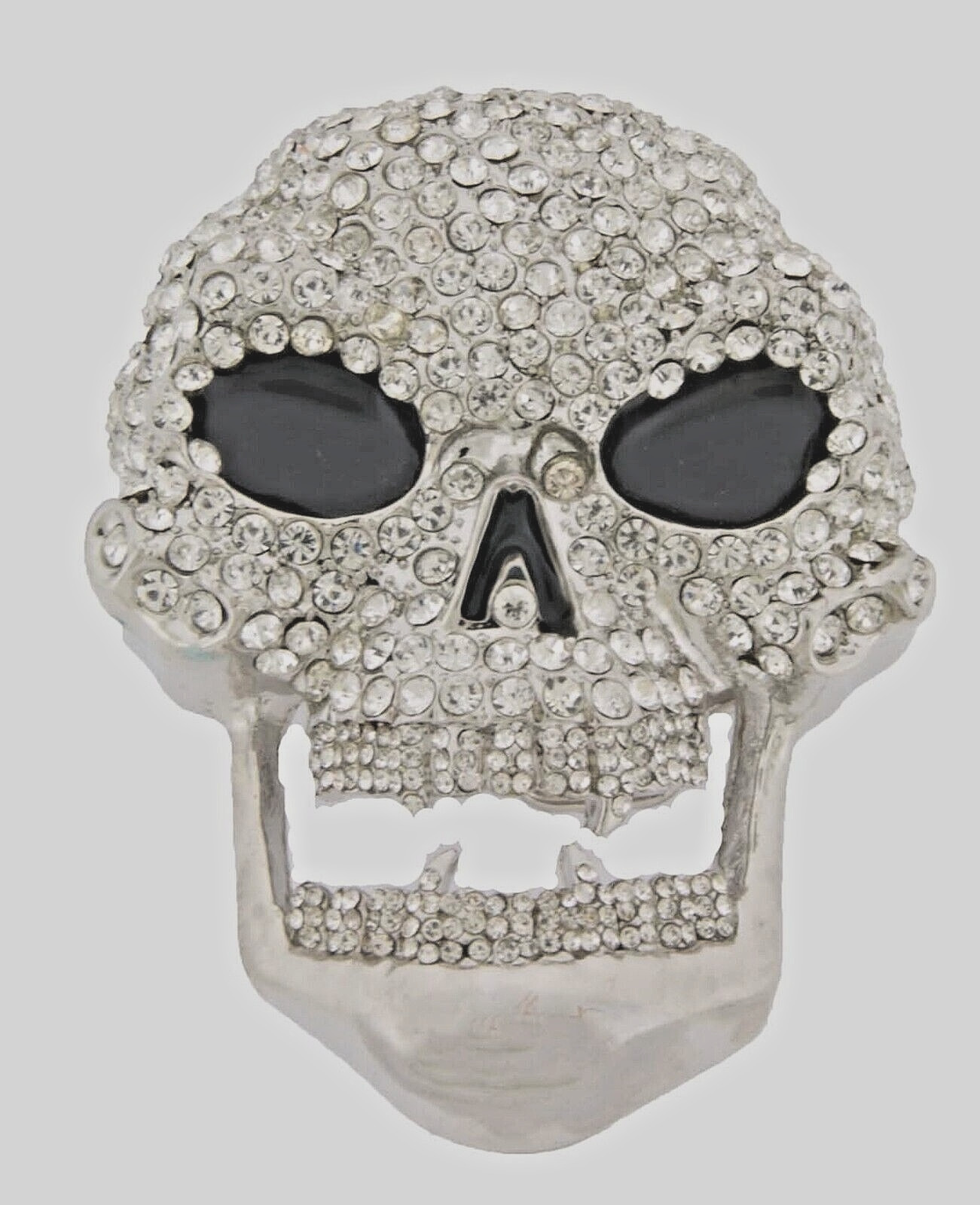 Skull Belt Buckles Men Women Rhinestones Skeleton Vintage Silver Metal Pirate