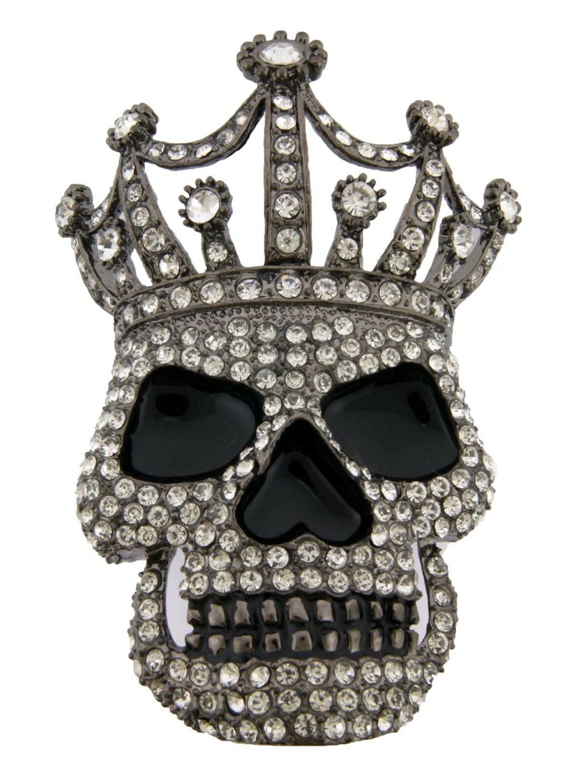 Skull Belt Buckle Men Women Blinged Out Gold Metal Halloween Party Costume Big