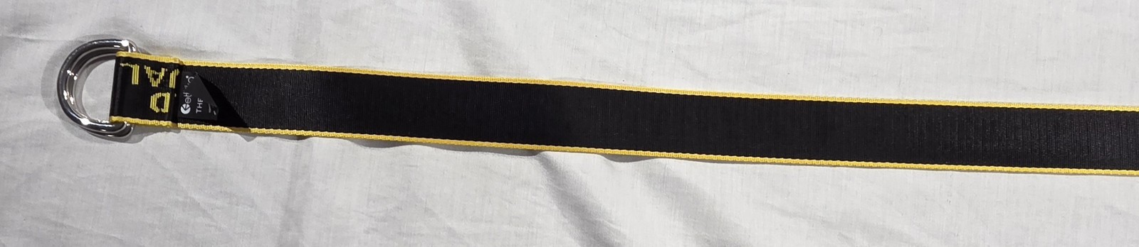 Ethika Adjustable Belt Black Yellow Text Pattern Metal Buckle Polyester