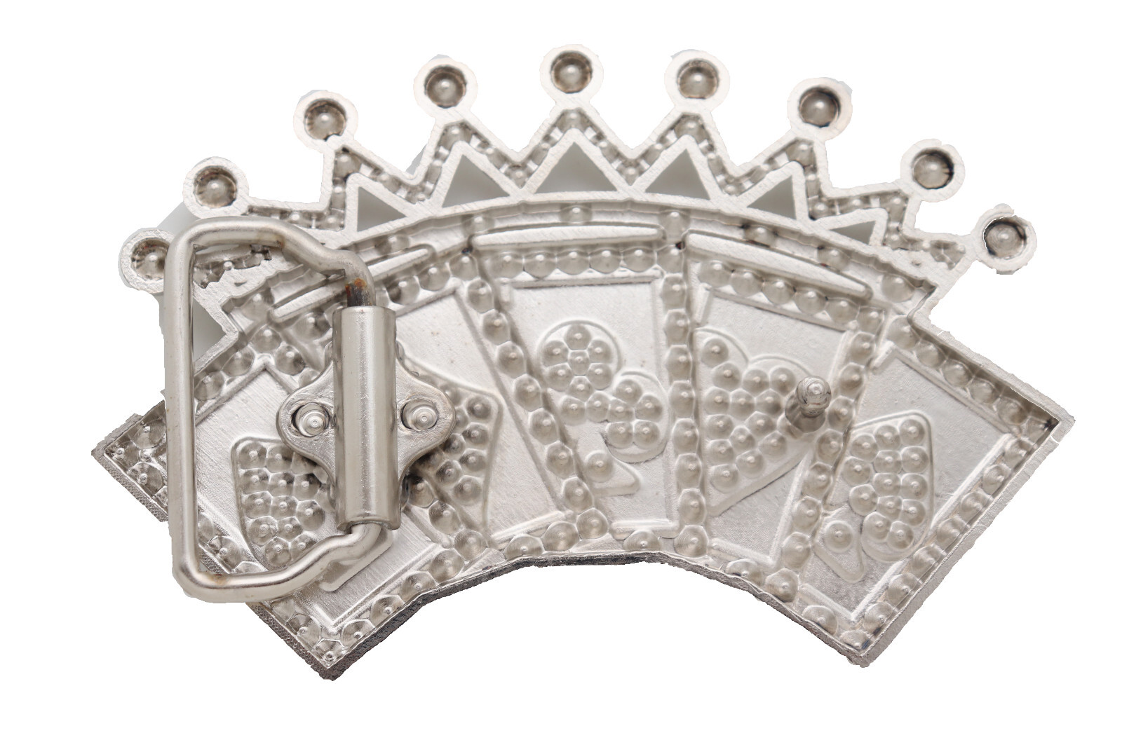 New Men Women Silver Metal Belt Buckle Cool Card Games Crown Gambling Bling Look