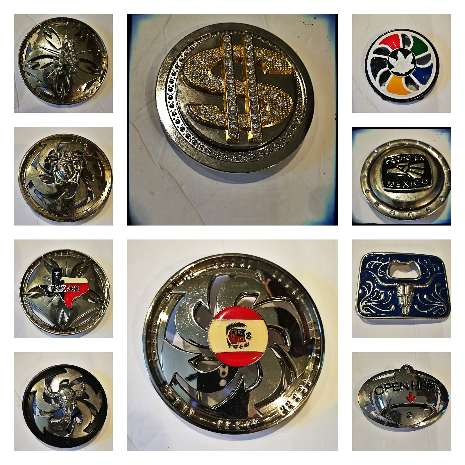 SPINNERS AND BOTTLE OPENER BELT BUCKLE