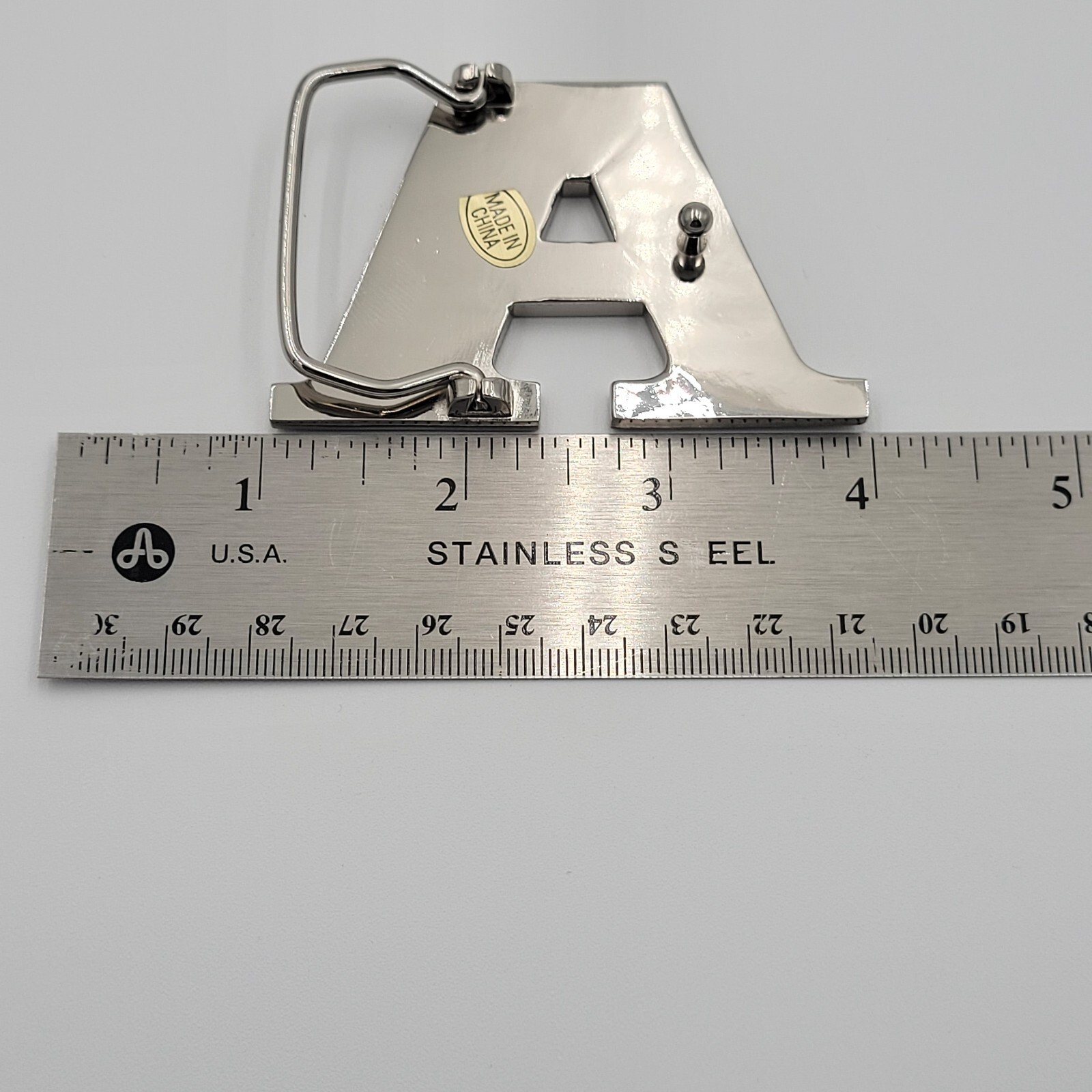 A Initial Brushed Chrome Belt Buckle 3&Prime; x 2&Prime; Up To 1 1/4&Prime; Belt