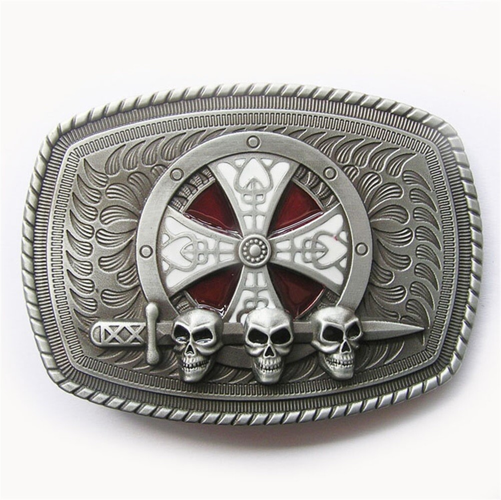 Vintage Enamel Celtic Shield Skull Sword Belt Buckle Gurtelschnalle