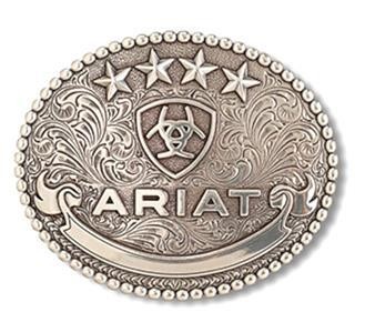 Ariat Western Belt Oval Buckle Stars Logo Silver A37061