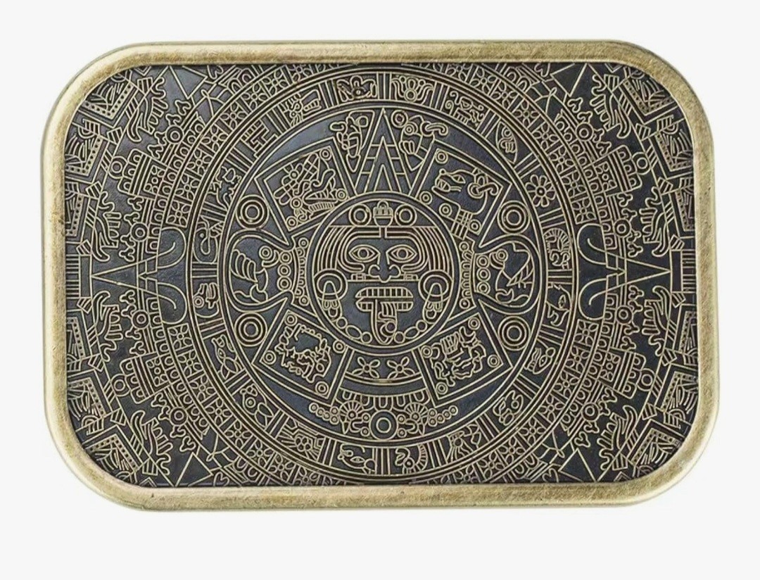 New gold Aztec Mayan calendar medallion mens or women&rsquo;s belt buckle