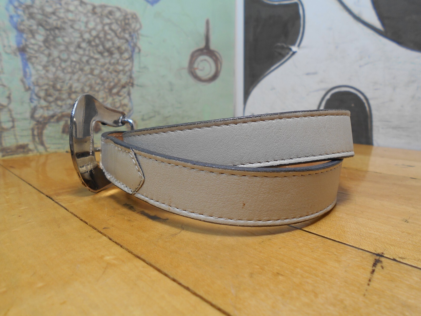 Alpaca Mexico 3-Piece Buckle Set w/ Justin Ivory Leather Belt Size 30