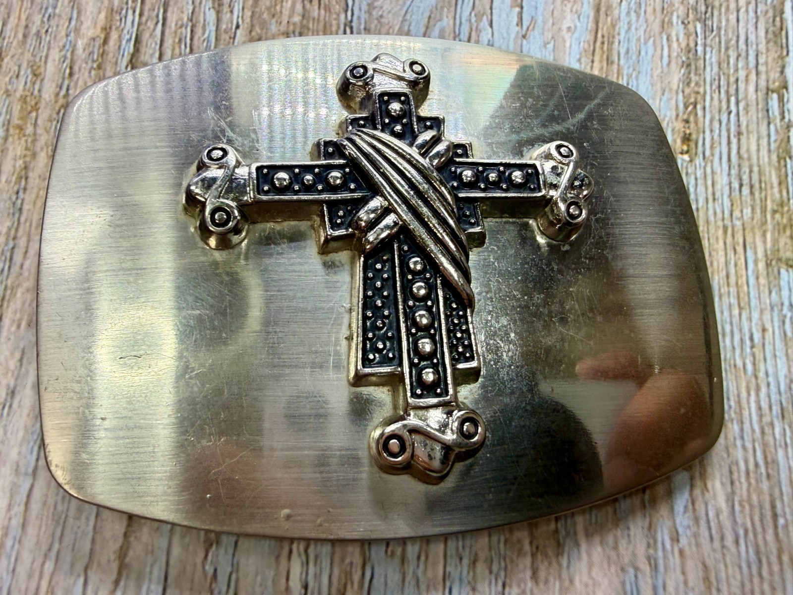 Gothic Medieval Centerpiece Iron Cross 3D Raised On Silver Color Belt Buckle