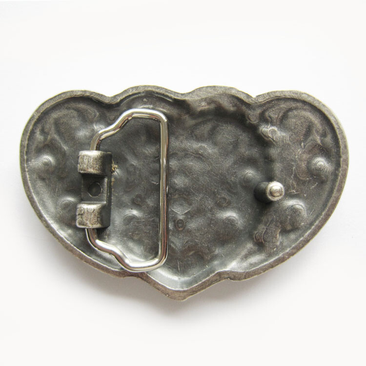 Flower Triple Hearts Black Enamel Metal Belt Buckle