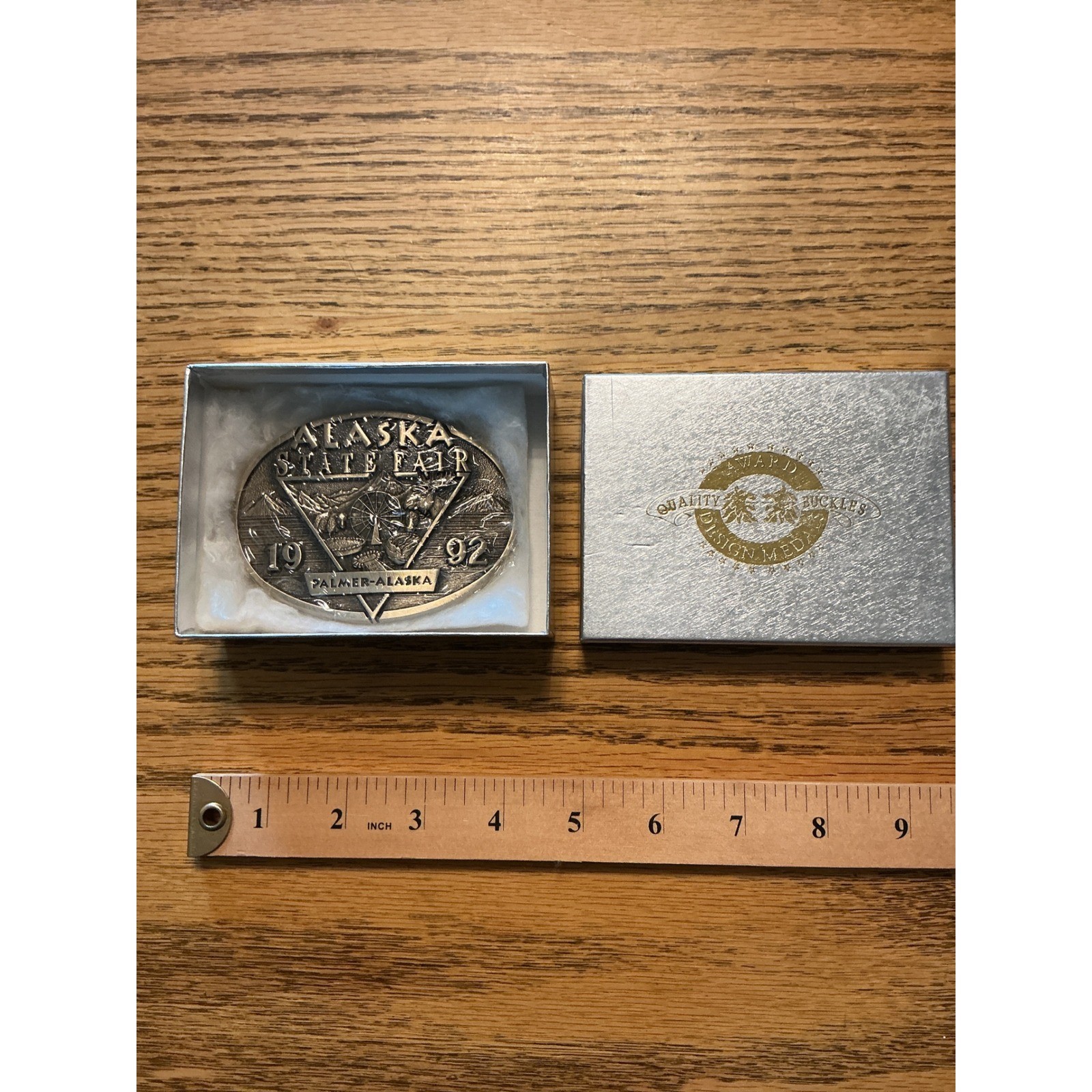 Vintage 1992 Alaska State Fair Belt Buckle Palmer Award Design Medals Brass