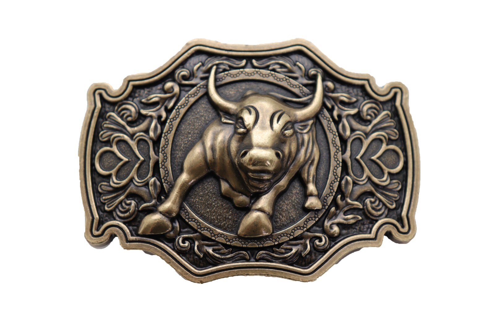 Men Gold Metal Belt Buckle Cowboys Western Fashion Bull Rodeo Filigree Unisex