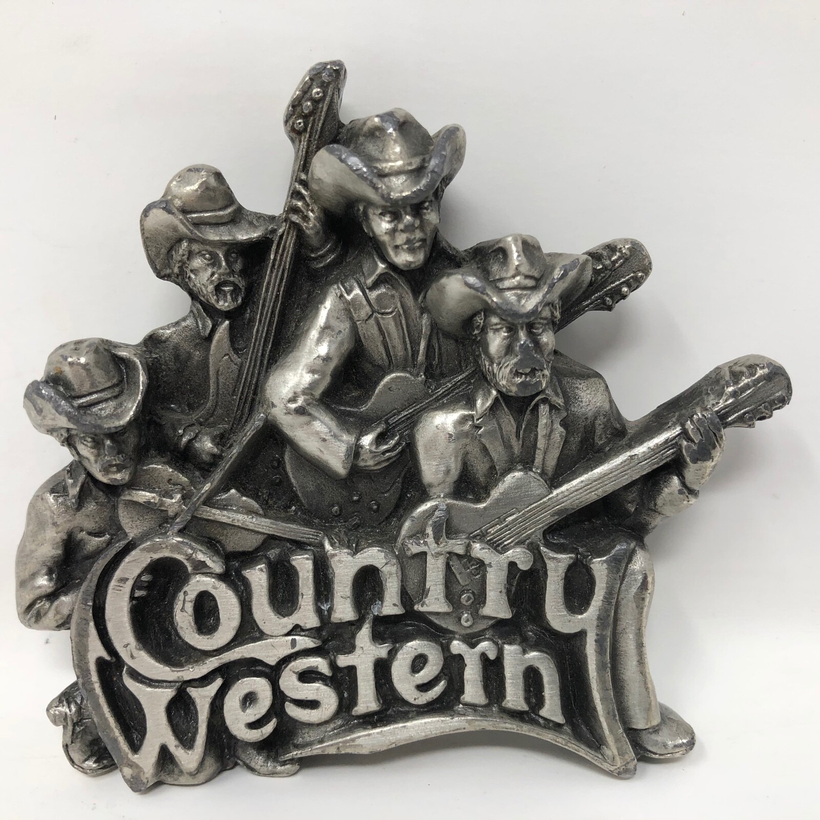 VTG Brassworks Country Western Buckle Musicians Music Guitars Violin Cowboys