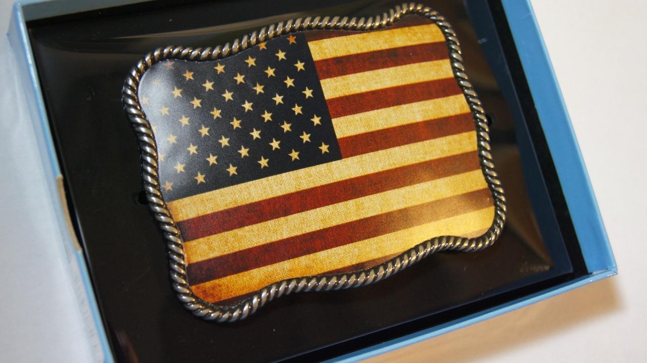 Nocona Belt Buckle USA Flag Patriotic American Flag Belt Buckle 37040
