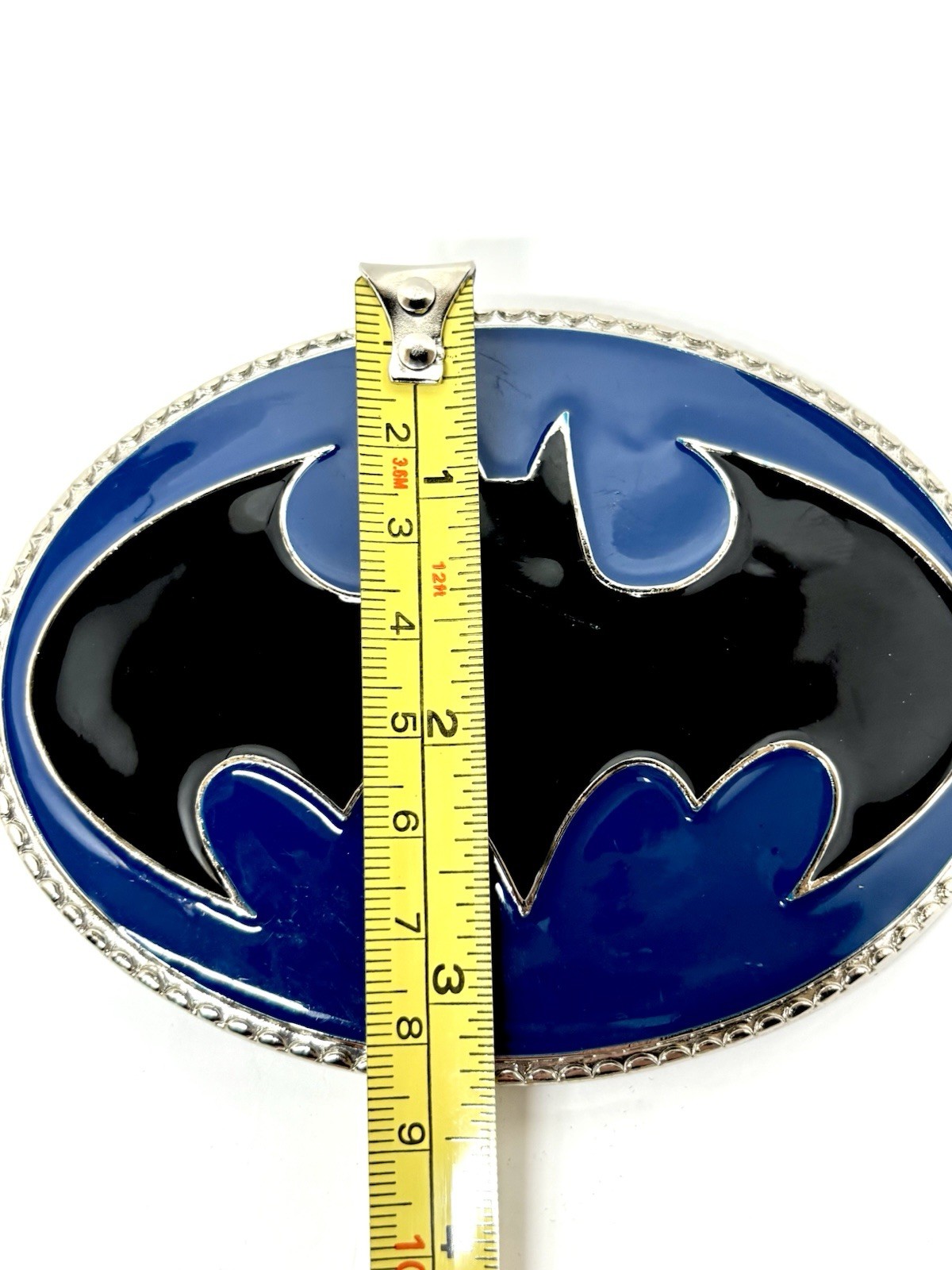 Large Batman Belt Buckle Chrome Black Blue Comic Superhero Statement Buckle