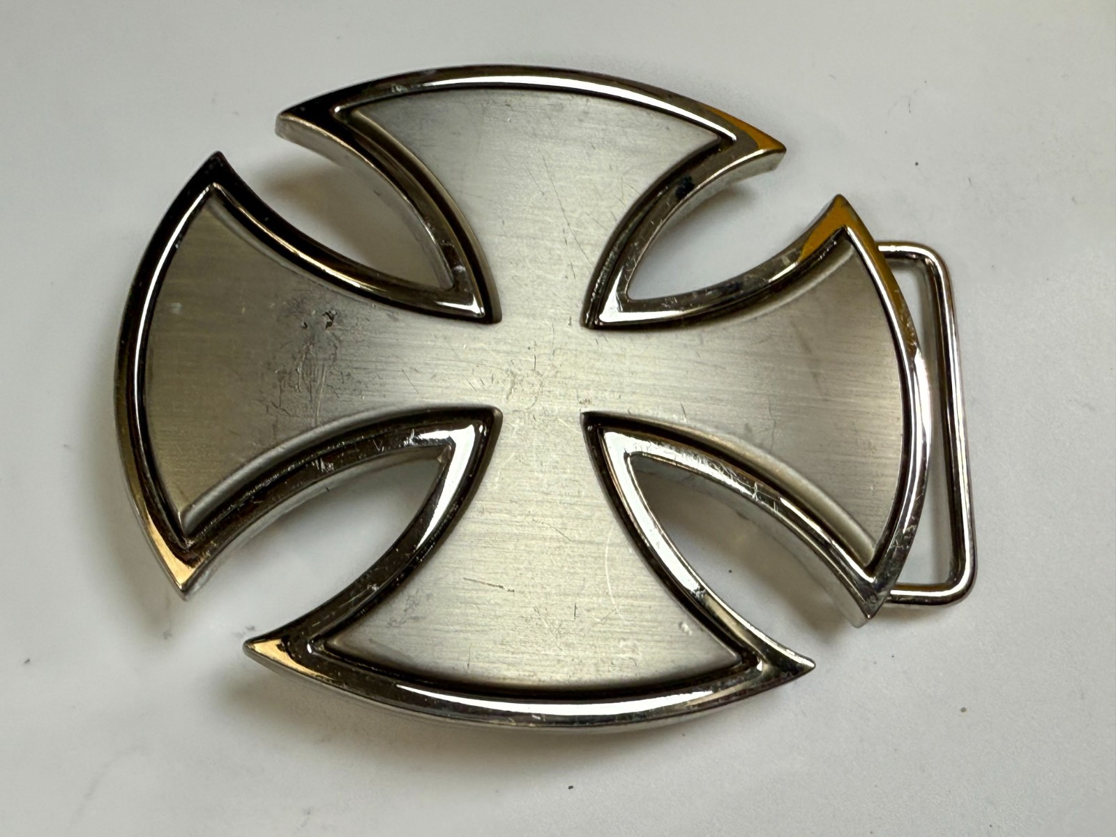 Maltese Iron Cross Religious Gothic Punk Vibe Cutout Silver Color Belt Buckle