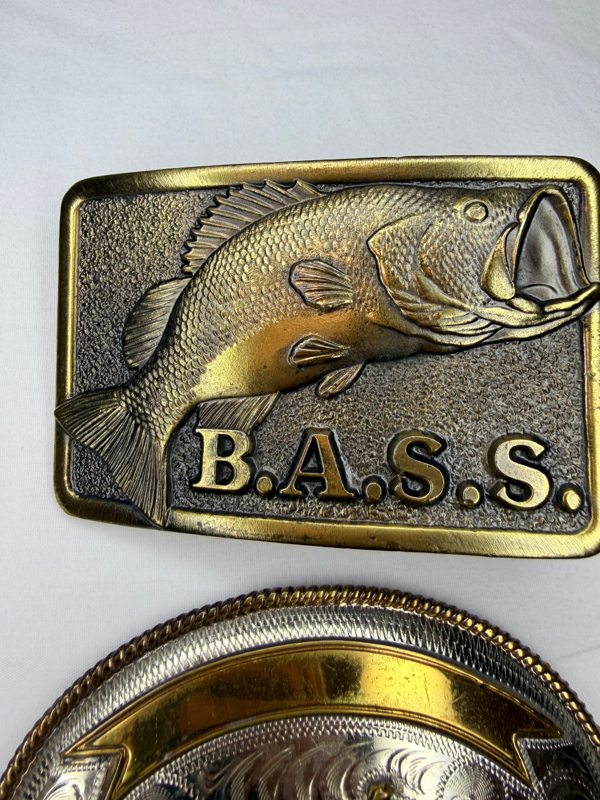 X2 Belt Buckle Western Cowboy Rodeo & BASS Anglers Sportsman Society