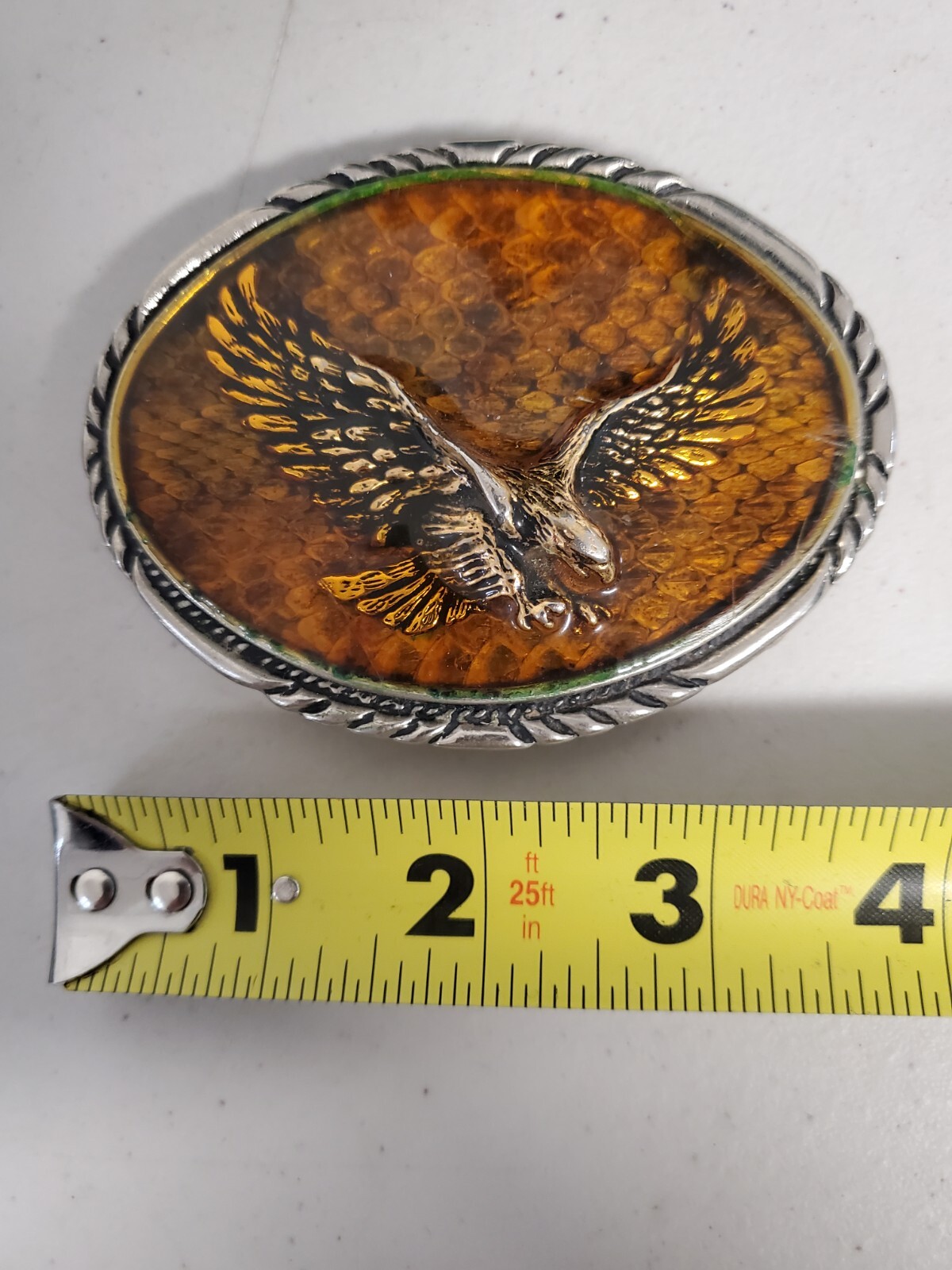 VINTAGE GOLDEN EAGLE OVAL BELT BUCKLE MADE IN USA DIAMONDBACK RATTLER