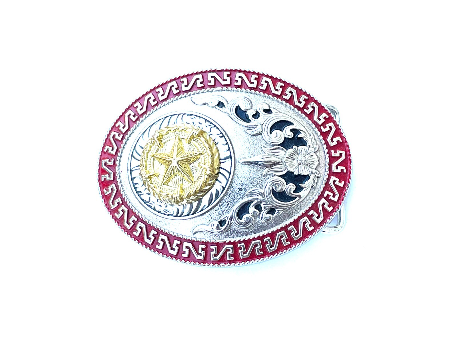 Western Buckle Oval Gold Silver Red Lone Star Texas Cowboy 2 » Hebillas Vaqueras