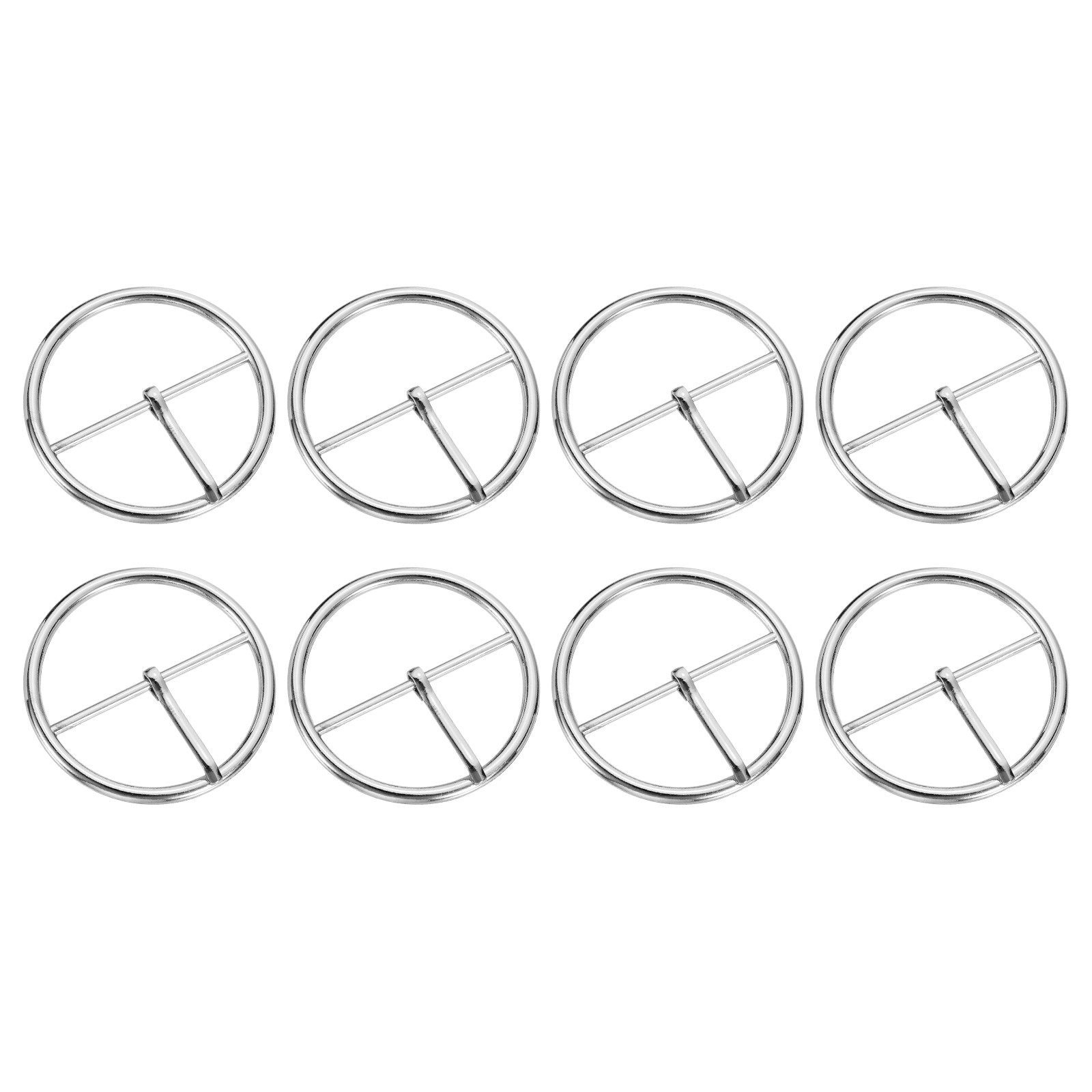 8Pcs Belt Buckle, 1.77&Prime; Single Prong Round Centre Bar Buckles, Silver